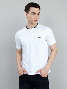 Monte Carlo - White Smart Fit Half Sleeve Solid T-Shirt