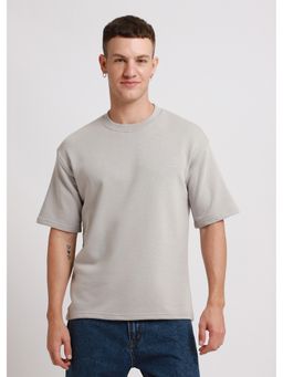 Banana Club - Pale Grey Plain Oversized Basic T-Shirt