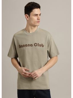 Banana Club - Tan Olive Plain Oversized Fit T-Shirt