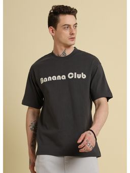 Banana Club - Embossed Black Plain Oversized Fit T-Shirt