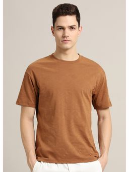 Banana Club - Brown Self Pattern Regular T-Shirt