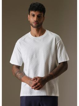 Banana Club - White Plain Texture Oversized T-Shirt