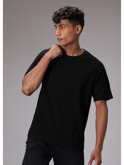 Banana Club - Hybrid Black Patterned Oversized T-Shirt