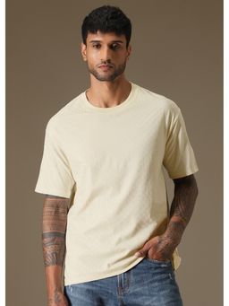 Banana Club - Textured Cream Plain Oversized T-Shirt