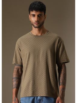 Banana Club - Olive Plain Texture Oversized T-Shirt