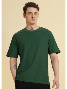 Banana Club - Green Plain Textured Weave Oversized T-Shirt