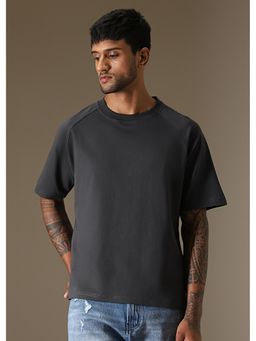 Banana Club - Cut and Sew Dark Grey Plain Oversized T-Shirt