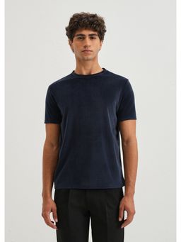 Banana Club - Navy Blue Plain Suede T-Shirt
