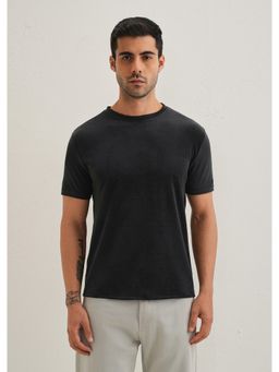 Banana Club - Bold Black Plain Suede T-Shirt