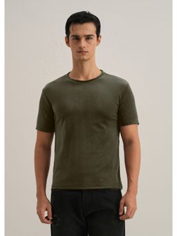 Banana Club - Dark Olive Plain Suede T-Shirt
