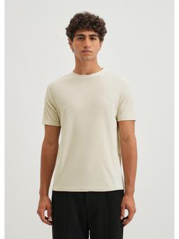 Banana Club - Pearled Cream Plain Suede T-Shirt