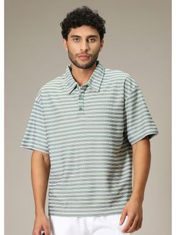 Banana Club - Striped Green Oversized Polo T-Shirt