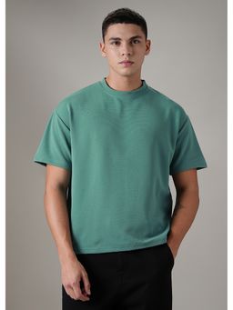 Banana Club - Oversized Bottle Green Plain Textured T-Shirt