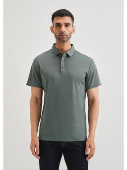 Banana Club - Patterned Grey Plain Stitch Less Polo T-Shirt