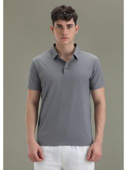 Banana Club - Patterned Grey Plain Stitch Less Polo T-Shirt