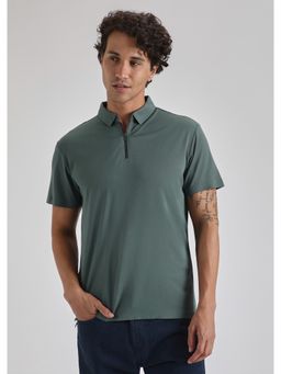 Banana Club - Green Plain Zipper Stitch Less Polo T-Shirt