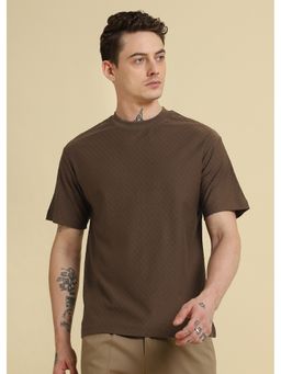 Banana Club - Brown Plain Textured Regular T-Shirt