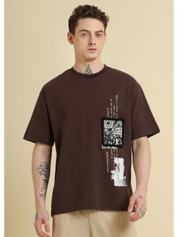 Banana Club - Brown Applique Printed Oversized T-Shirt