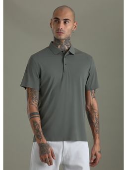 Banana Club - Textured Grey Plain Stitch Less Polo T-Shirt