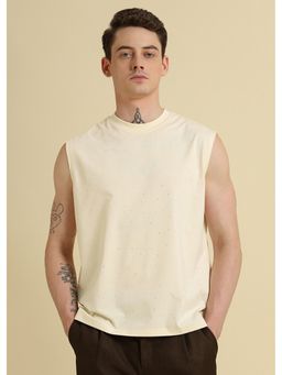 Banana Club - Stud Embellished Cream Tank