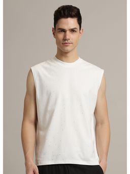 Banana Club - Stud Embellished White Tank