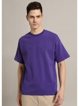 Banana Club - Emboss Luxe Purple Plain Oversized T-Shirt