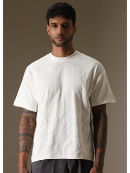 Banana Club - Herringbone Pattern Off White Oversized T-Shirt
