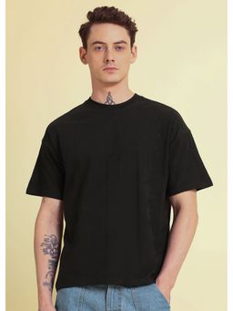 Banana Club - Herringbone Pattern Black Oversized T-Shirt