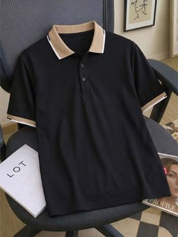 LEOTUDE - Men's Black Polo T-Shirt