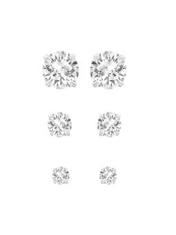 Accessorize London - Women 925 Sterling Silver Cubic Zirconia Studs Earrings (Pack of 3)