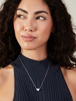 Accessorize London - Women Sterling Silver-Plated Puff Heart Pendant Necklace