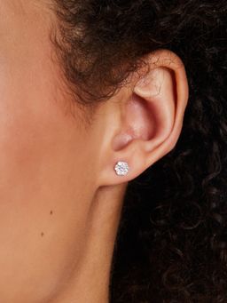 Accessorize London - Women Sterling Silver-Plated Sparkle Flower Stud Earrings