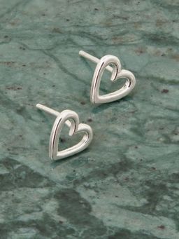 Accessorize London - Women 925 Sterling Silver Cut-Out Heart Stud Earrings