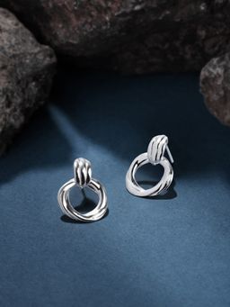 Accessorize London - Women Sterling Silver-Plated Door Knocker Stud Earrings