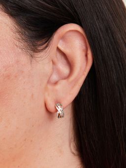 Accessorize London - Women Sterling Silver-Plated Cubic Zirconia Weave Hoop Earrings