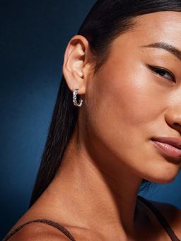 Accessorize London - Women Sterling Silver-Plated Flower Hoop Earrings