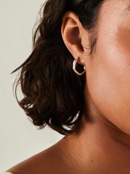 Accessorize London - Women Sterling Silver-Plated Small Molten Hoop Earrings