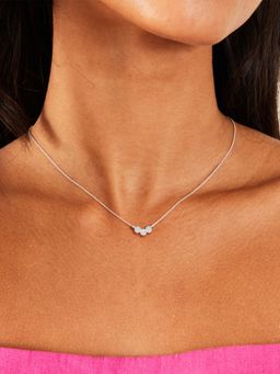 Accessorize London - Women 925 Sterling Silver Trilogy Cubic Zirconia Pendant Necklace