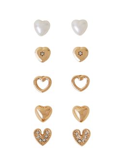 Accessorize London - Women Multi-Colour Heart Stud Earrings (Pack of 5)