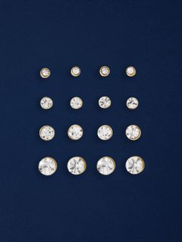 Accessorize London - Women White Crystal Stud Earrings (Pack of 8)