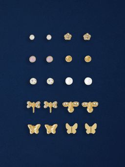 Accessorize London - Women Gold Butterfly Stud Earrings (Pack of 10)