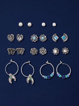 Accessorize London - Women Multi Mixed Stud and Hoop Earrings (Pack of 10)