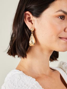 Accessorize London - Women Gold Large Hammered Teardrop Earrings