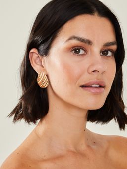 Accessorize London - Women Gold Ripple Teardrop Stud Earrings