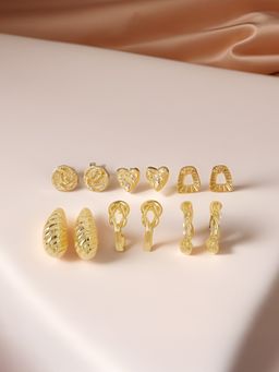 Accessorize London - Women Gold Twist Stud and Hoop Earrings (Pack of 6)