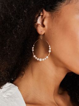 Accessorize London - Women Gold Large Pearl Beaded Earrings