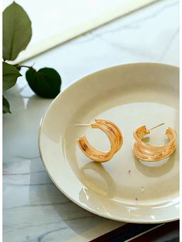 Accessorize London - Women Wavy Chunky Gold Hoop Earrings