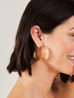 Accessorize London - Women Wide Gold Hoop Earrings