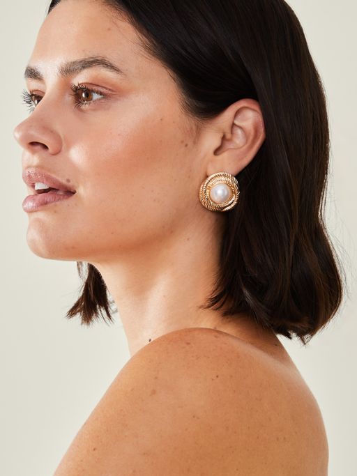 Accessorize London Women Patsy Pearl Statement White Stud Earrings
