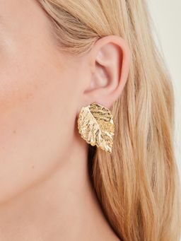 Accessorize London - Women Gold Leaf Gold Earrings